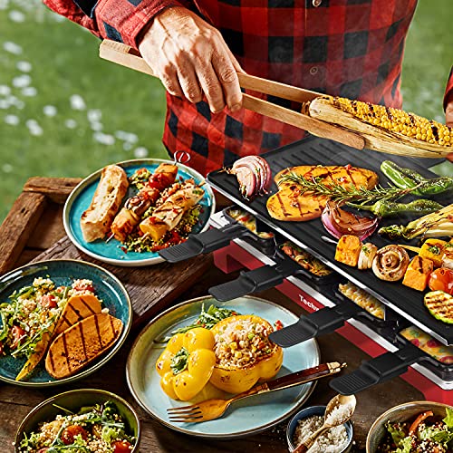 Raclette Table Grill, Techwood Electric Indoor Grill Korean Bbq Grill, Removable 2-In-1 Non-Stick Grill Plate, 1500W Fast Heating With 8 Cheese Melt Pans, Ideal For Parties And Family Fun (Red) #TOP6