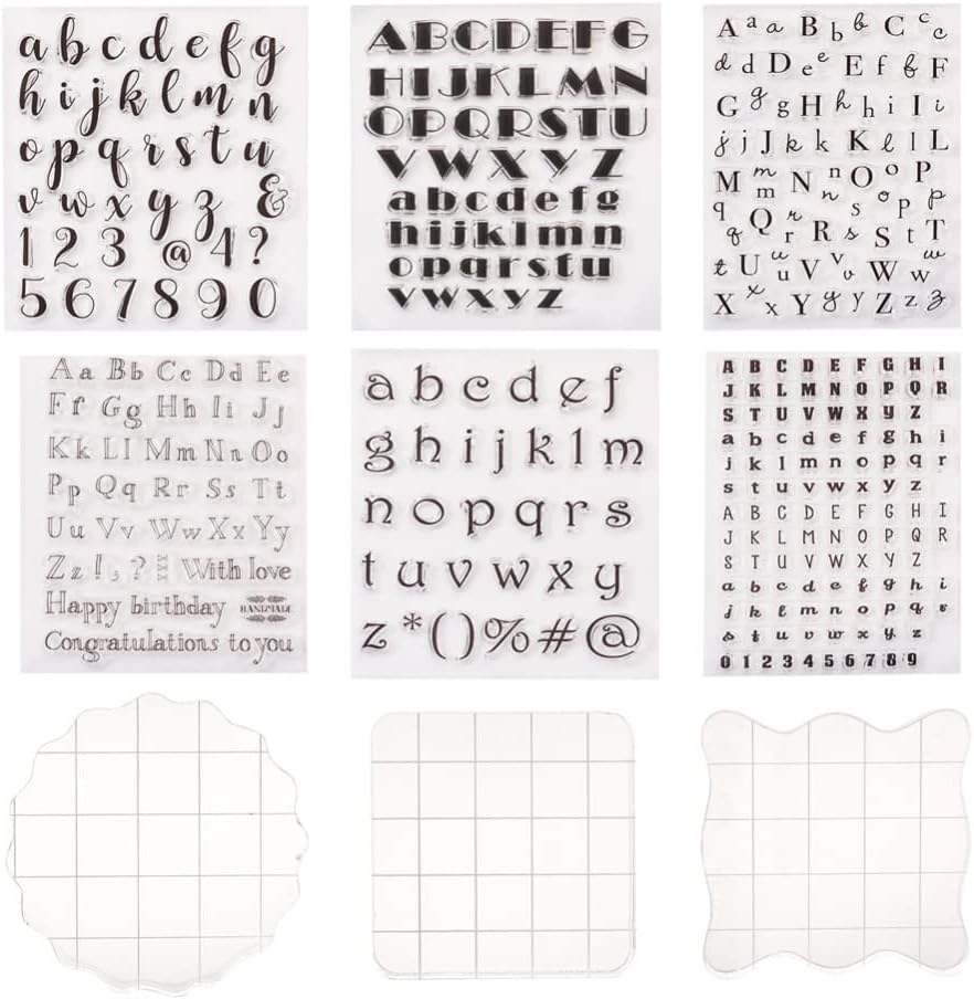Cheriswelry Lot de 6 tampons transparents en silicone avec lettres de l'alphabet et chiffres