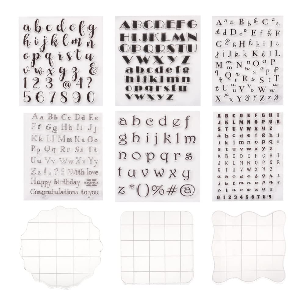 Cheriswelry 6pcs Silicone Alphabet Stamps Clear Letters Numbers Seal Stamps with 3pcs Stamping Blocks Tools for Scrapbooking Photo Album Cards Making