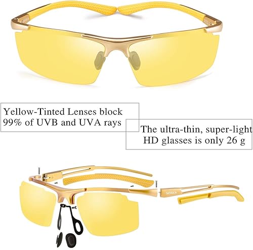 Miniatura 4 de Gafas de conducción nocturna, gafas amarillas polarizadas antideslumbrantes para hombres y mujeres, Amarillo, talla única