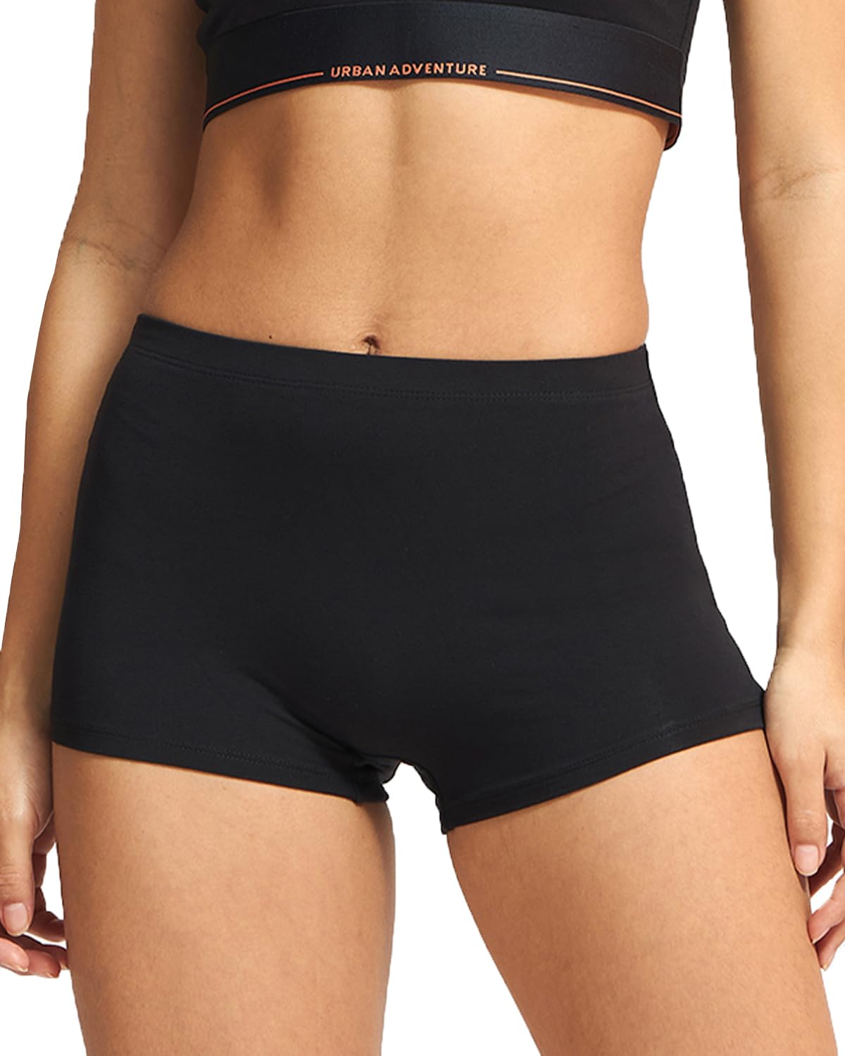 High Coverage Bamboo Micro Modal Spandex Boy Shorts Panties for Women with No Marks Waistband and StayFresh Treatment-image-0