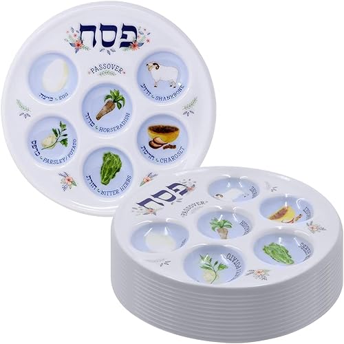 Miniatura 4 de The Dreidel Company Plato de seder de Pascua de plástico de calidad de lujo de 10 pulgadas (25 unidades)