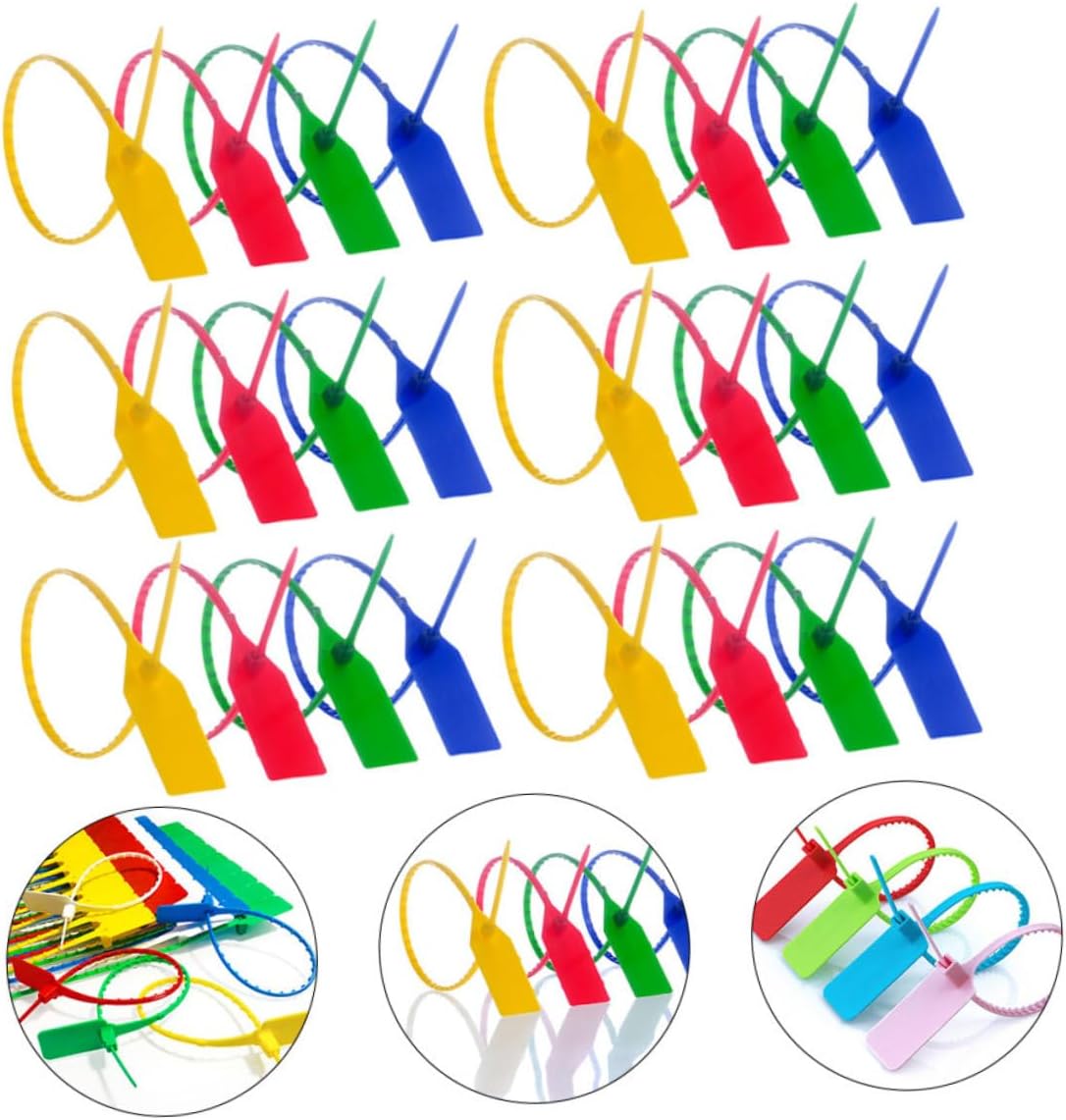 100pcs Tamper Security Seals for Containers and Trucks Plastic Pull Tight Seals Theft and Exchange Tags Random Colors for Logistics and Packaging