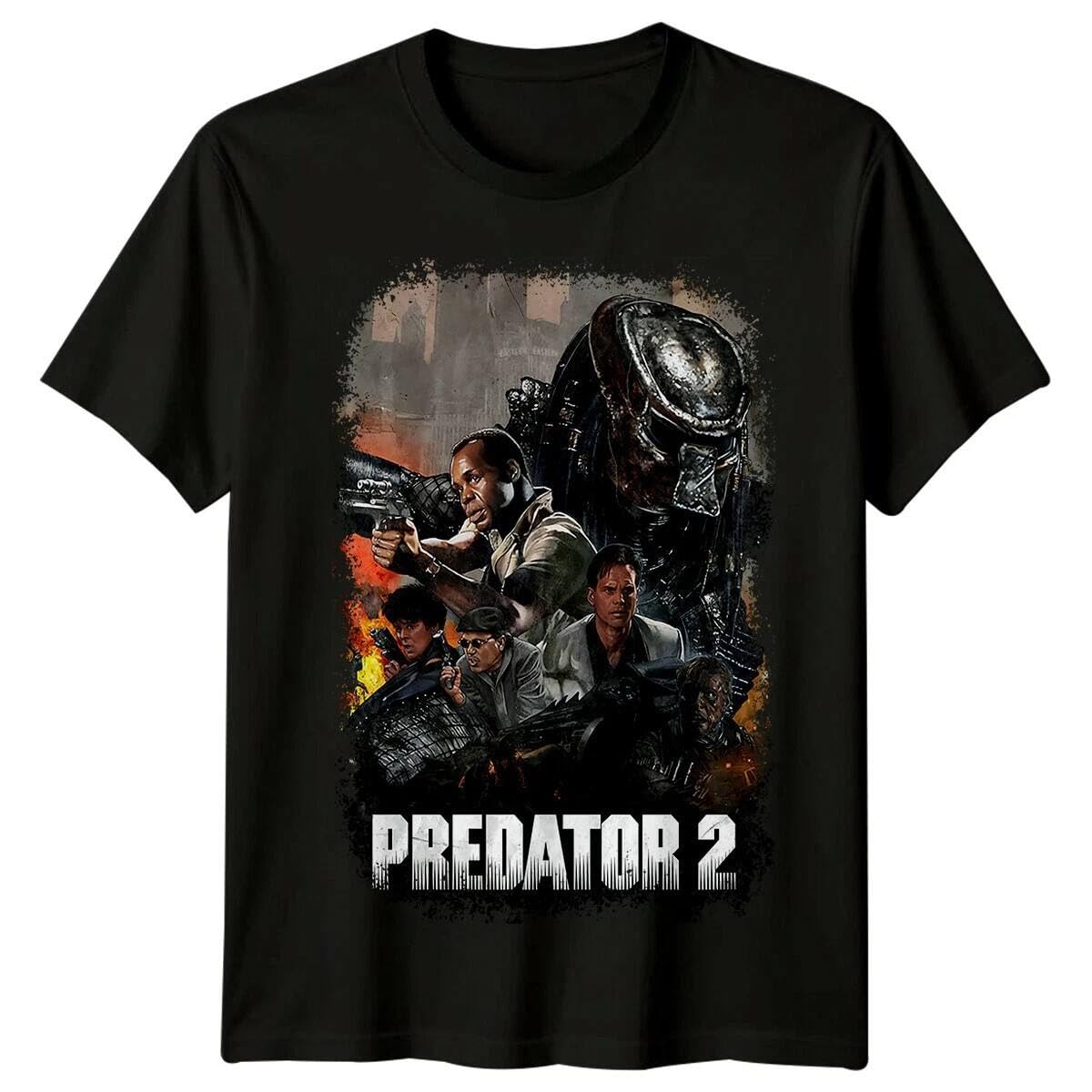 Huukh7hgt Men's Black Predator 2 (1990) Movie Poster Inspired T-Shirt L
