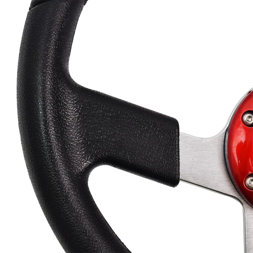JDM Sports - Volante da corsa piatto in lega di alluminio cromato, 320 mm, 320 mm, 3 raggi e 6 fori per corse Drift, giochi, golf cart, auto sim driving, JDM Sports