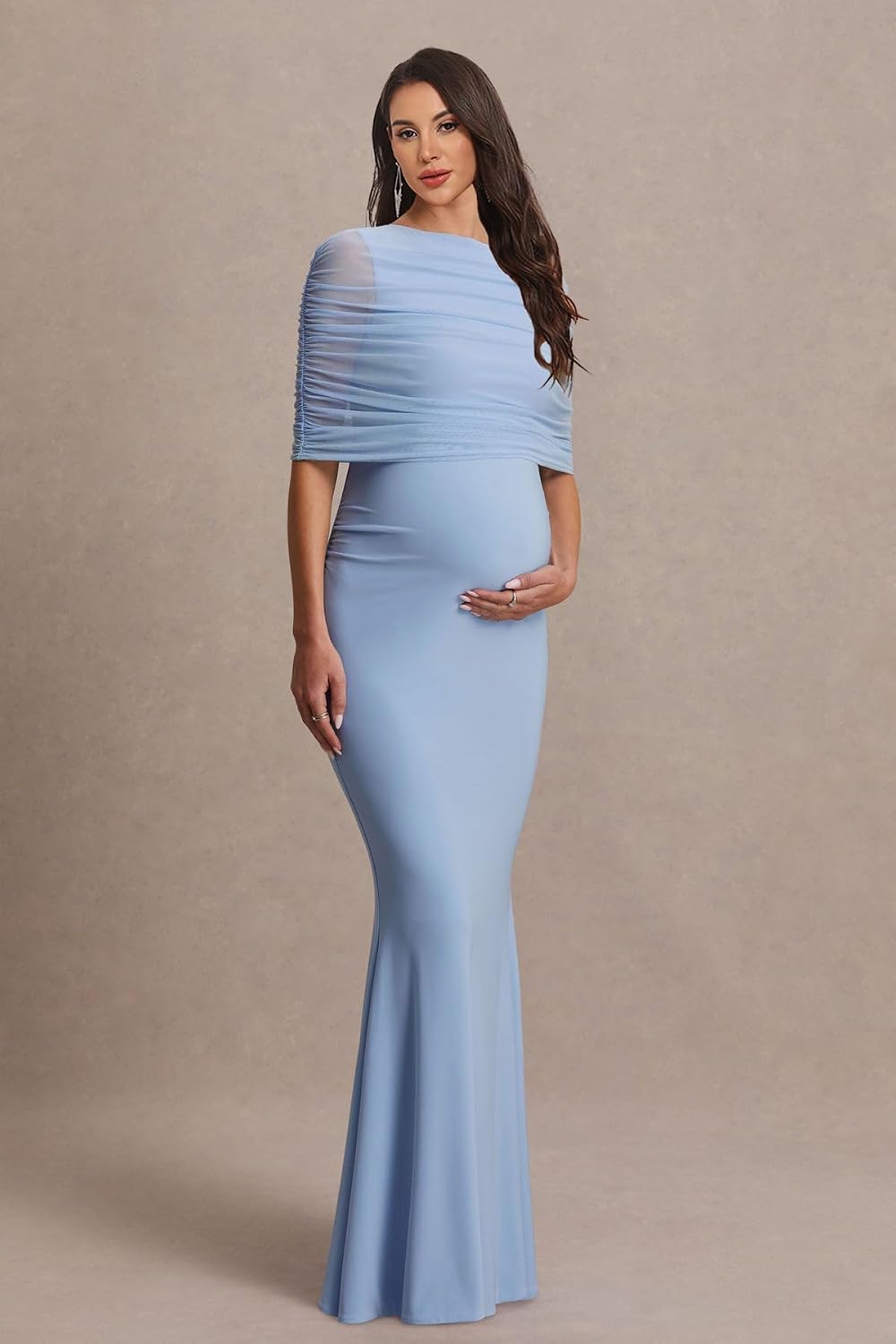 Mermaid Maternity Dresses for Photoshoot Corset Sleeveless Satin Pregnancy Gowns for Baby Shower Long Bodycon