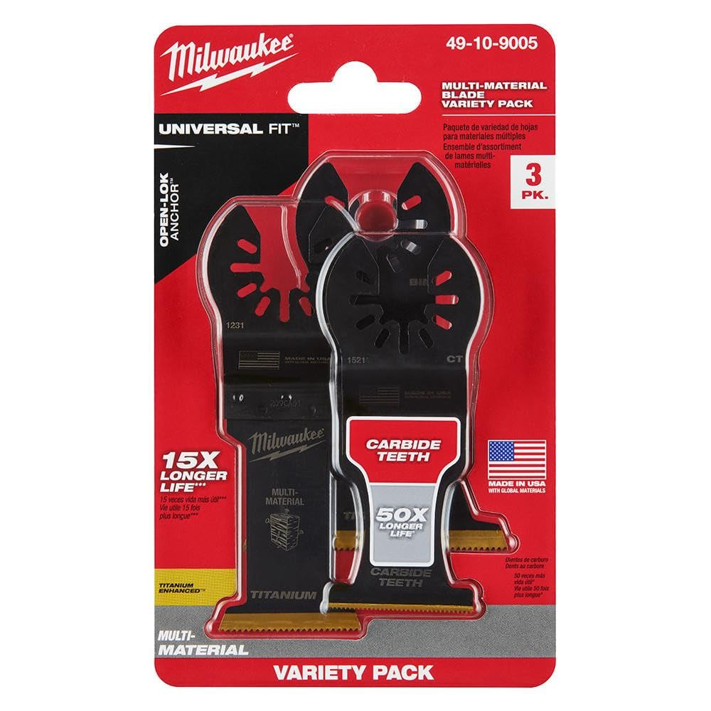 Milwaukee 49-10-9005 3-Piece OPEN-LOK Multi-Material Cutting Multi-Tool Blades - Variety Pack