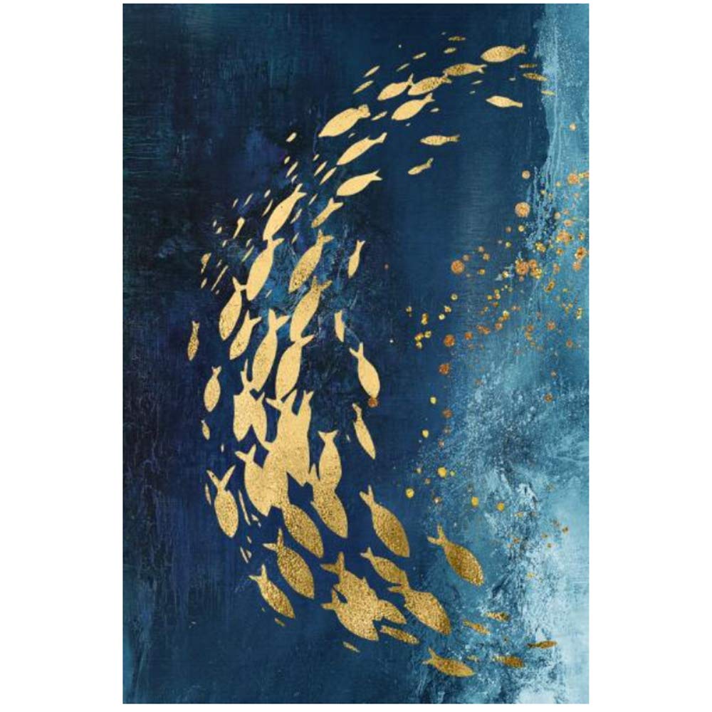 Imprimir lienzo pintura carteles y arte de la pared abstracto pez dorado mariposa cuadros para sala marco nórdico decoración 30x40 cm x3 /11.8 "x 15.7" con marco