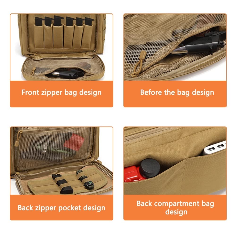 DONGKER Taktisch Waffentasche, Wasserdicht Pistol Range Bag, Große Pistole Einsatztasche Shooting Reisetasche fürJagd Schießstand Sport
