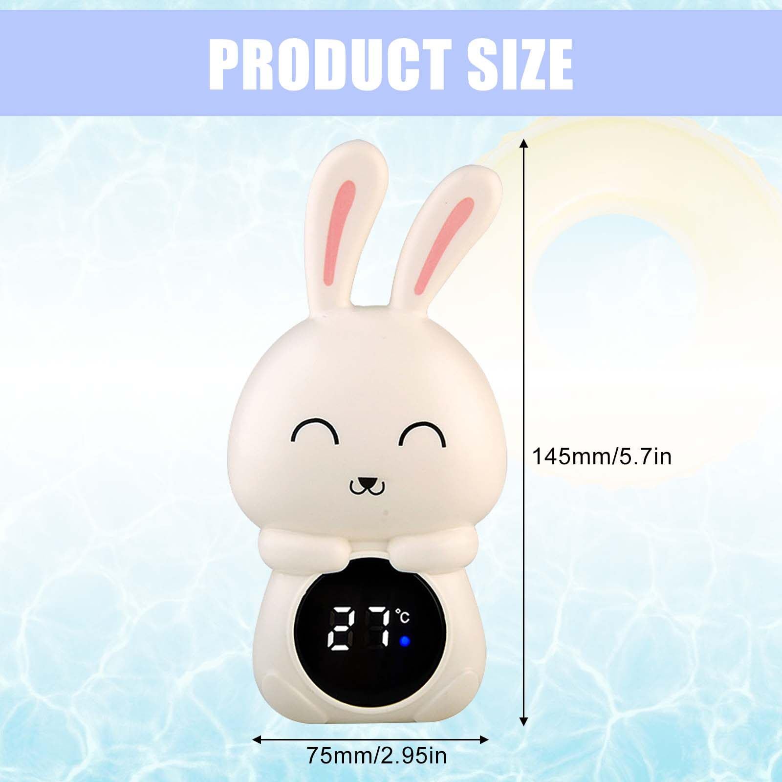 Leikurvo Thermomètre De Bain Bébé Numérique Écran Tactile LED Avec Alerte Température - Lapin Blanc
