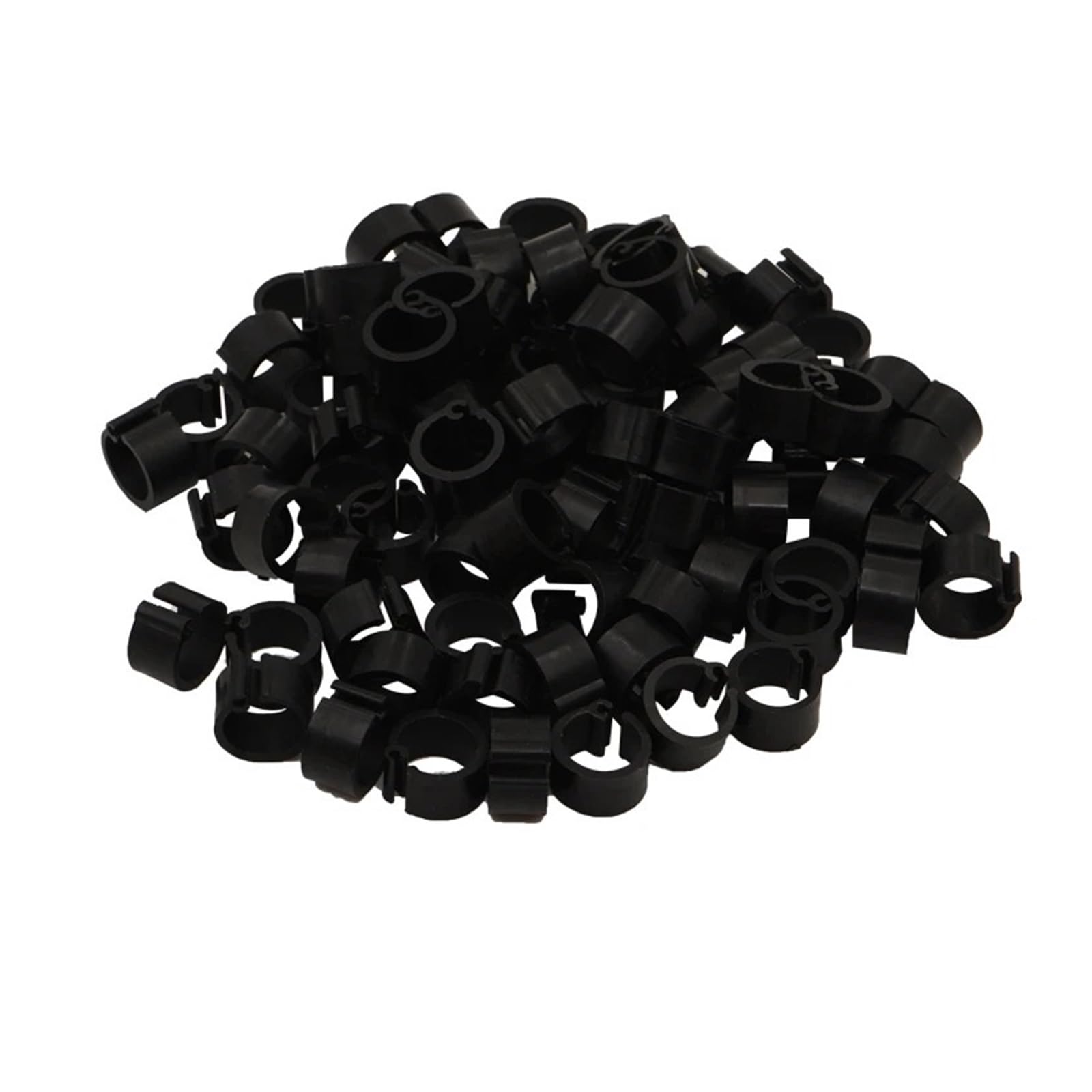 100Pcs Plastic Clip Bird Foot Rings，Compatible Pigeon Quail Farm Bird Identification Accessories(Black no words)