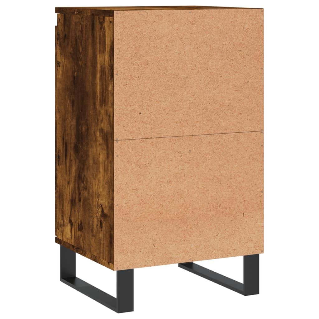 Générique Bufet z 2 przegródkami wędzony dąb 40 x 35 x 70 cm drewno inżynieryjne, szafka do przechowywania z metalowymi drzwiami i nogami, meble wystawowe do salonu