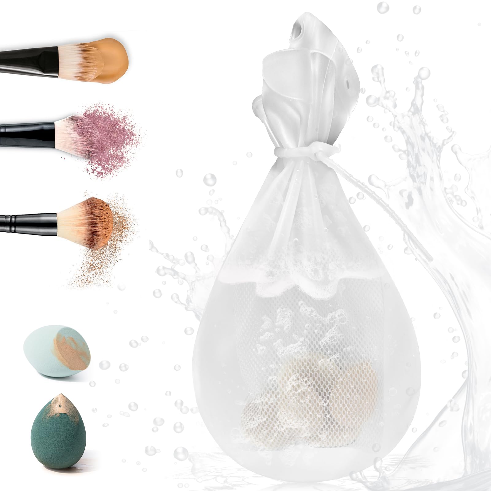 FERNIDAMakeup Sponge Cleaner Silicone Makeup Brush Cleaner Beauty Blender Cleaning Bag for Makeup Brush, Foundation Sponge, Cushion Puff, Powder Puff
