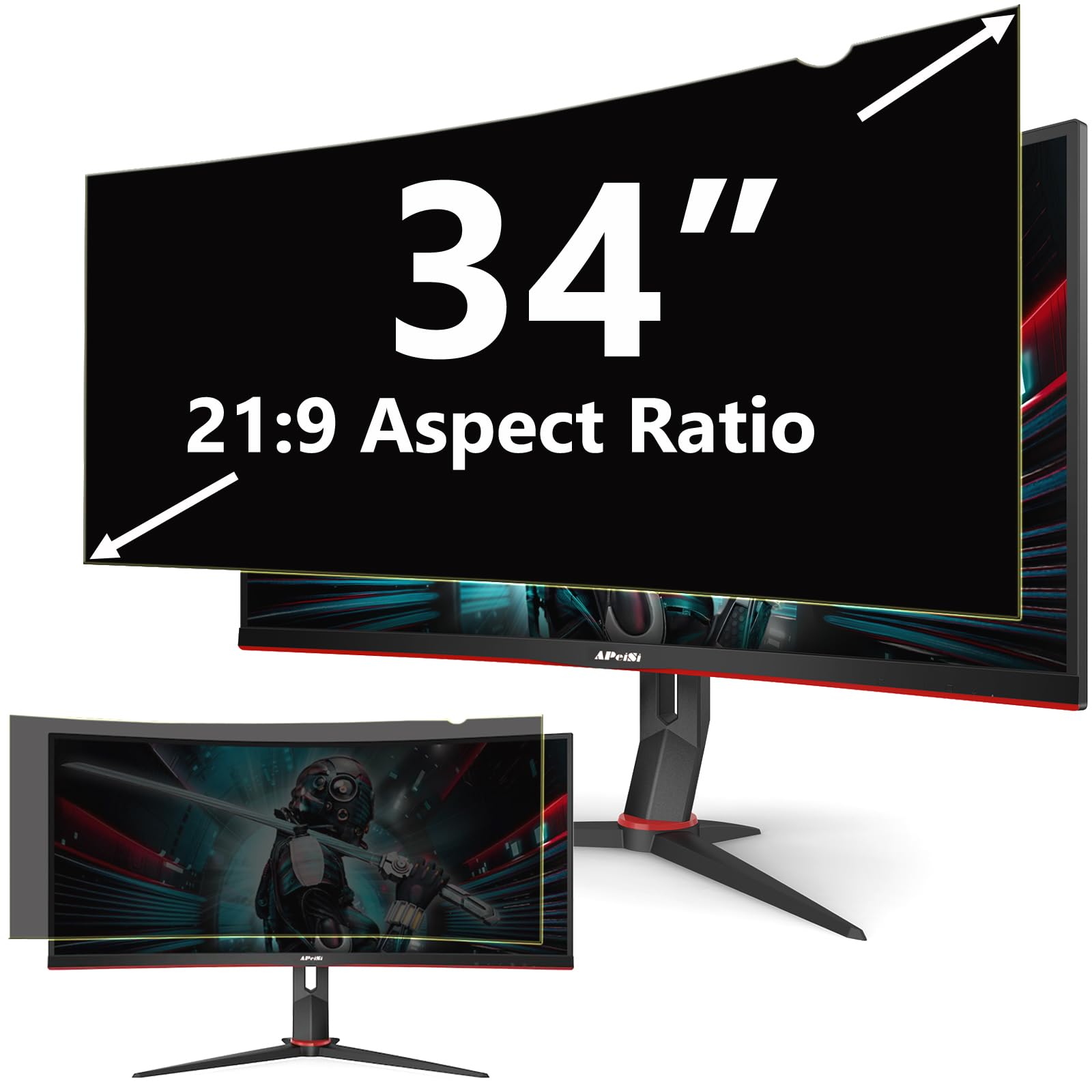 34 Inches Privacy Screen Filter for 21:9 Curved Ultrawide Monitor | Privacy Shield | Anti Glare & Anti-Blue Light | Eye Protection | Anti Spy |
