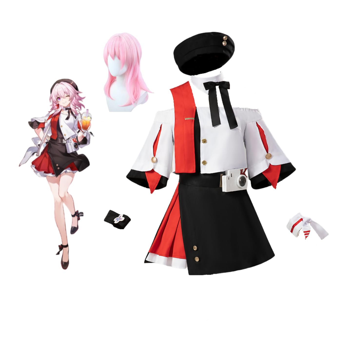 ドゴール帽　ばんえつ ものがたり　未使用品　コスプレ 4点セット】麗華｜中国コスプレ・漢服衣装 レッド vcsot-25044-2