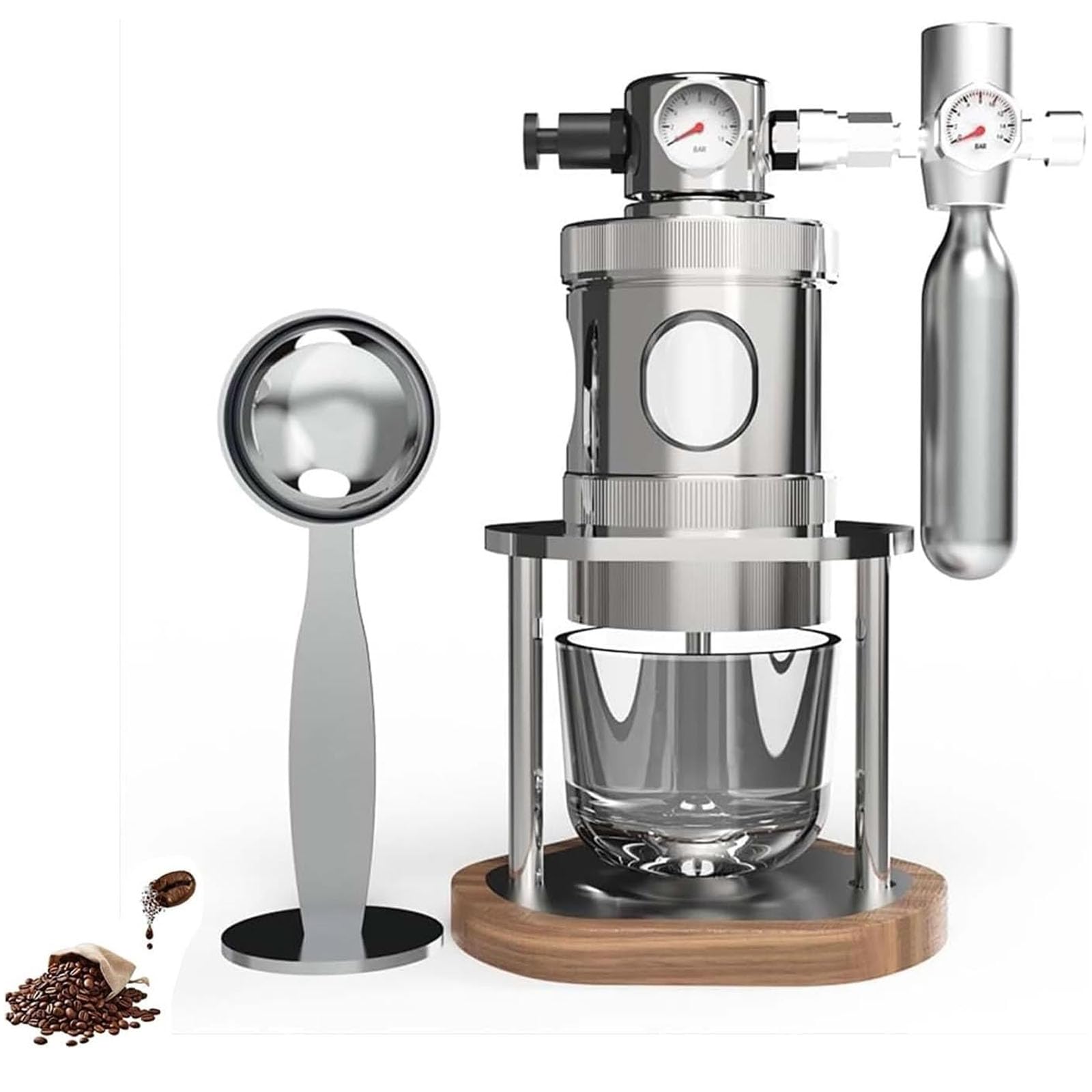 Cafetera neumática, cafetera manual con manómetro, extracción de 1 a 16 bares, diseño portátil para el hogar, viajes, camping, fácil de limpiar