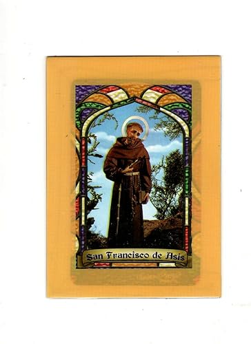 San Francisco de Asis * San Francisco * Tarjeta de oración bilingüe con funda de vinilo magnética * Estampa Religiosa Bilingue Con Funda De Vinilo.