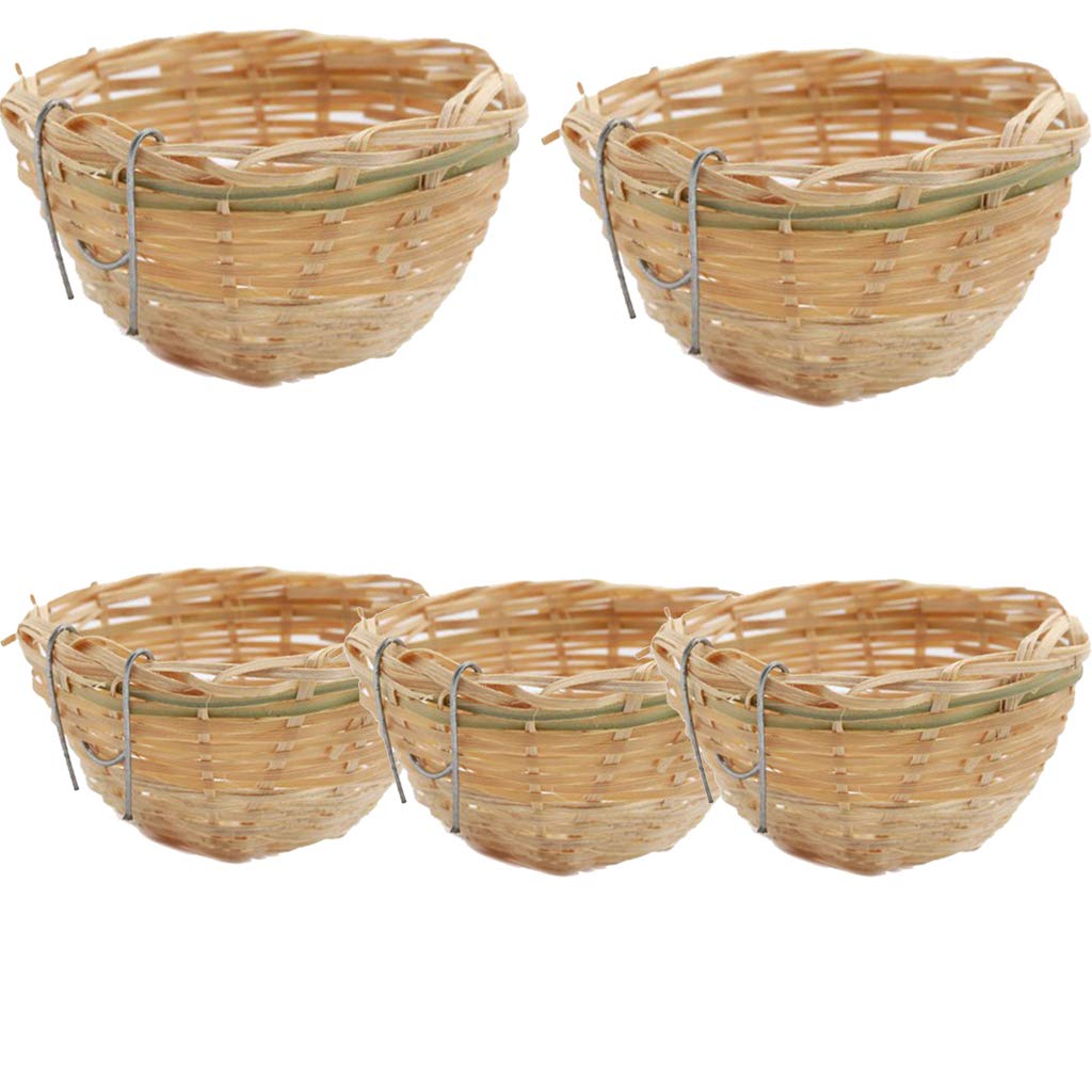 5X Nichoirs d'oiseaux Nids de Canaris Tissés en Bambou élevage d’Oiseaux Cage de Repos Perroquet