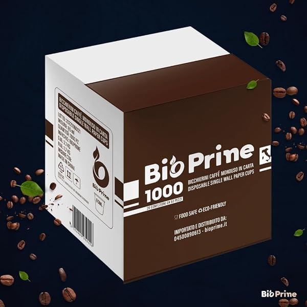BioPrime 1000 Bicchierini Caffè Carta 65ml Monouso - Bicchieri Caffè Carta Biodegradabili - Bicchierini da Caffè usa e getta Ecosostenibili - 4