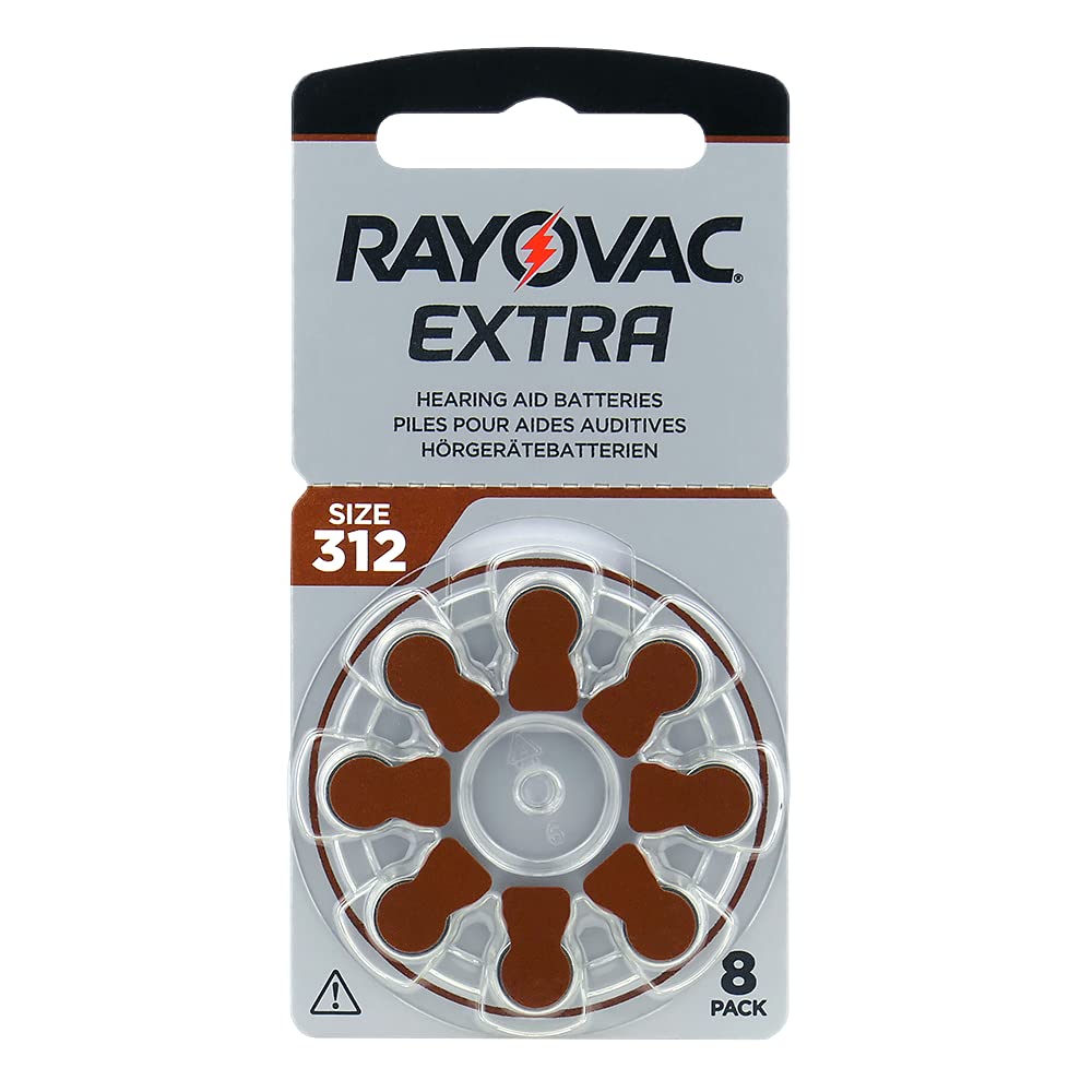 Rayovac Extra 312 312AUX-8XEMF-10 Lot de 80 Piles Zinc-air pour appareils auditifs Haute Performance Marron