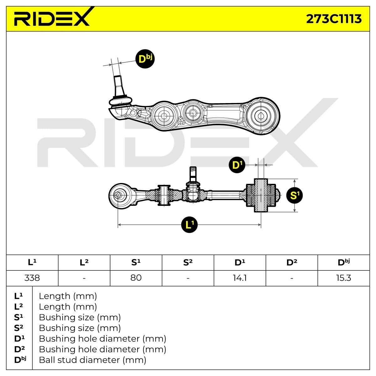 RIDEX 273C1113 Braccio oscillante sospensione ruota Posteriore Anteriore Sinistra con dado Compatibilità con MERCEDES-BENZ Classe C Sedan W205