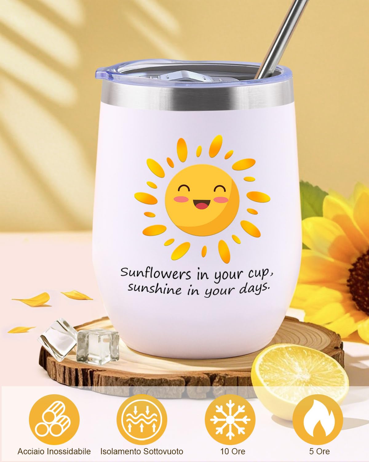 LIVEHITOP Regalo Compleanno Donna, Girasole Regalo Compleanno, Amica, San Valentino, Festa della Mamma, Natale Originale 10PCS Include Tazza Termica Mamma Moglie Figlia Fidanzata Collega
