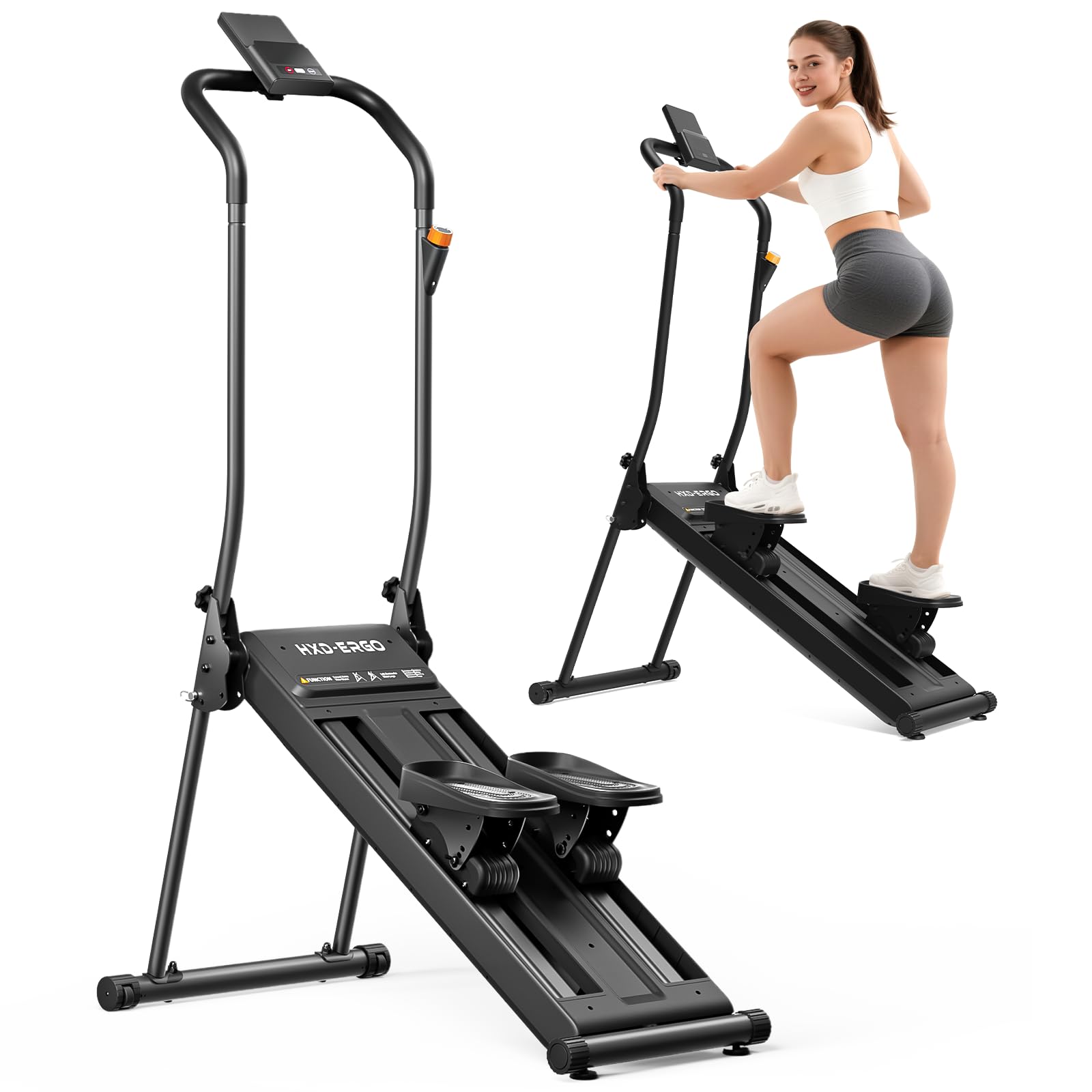 HXD-ERGO 2025 Magnetischer Stepper für Zuhause, Leiser Faltbarer Treppensteiger mit Einstellbarem Rahmen & Pedalwinkel, Ganzkörpertraining Heimtrainer(Dunkelgrau)