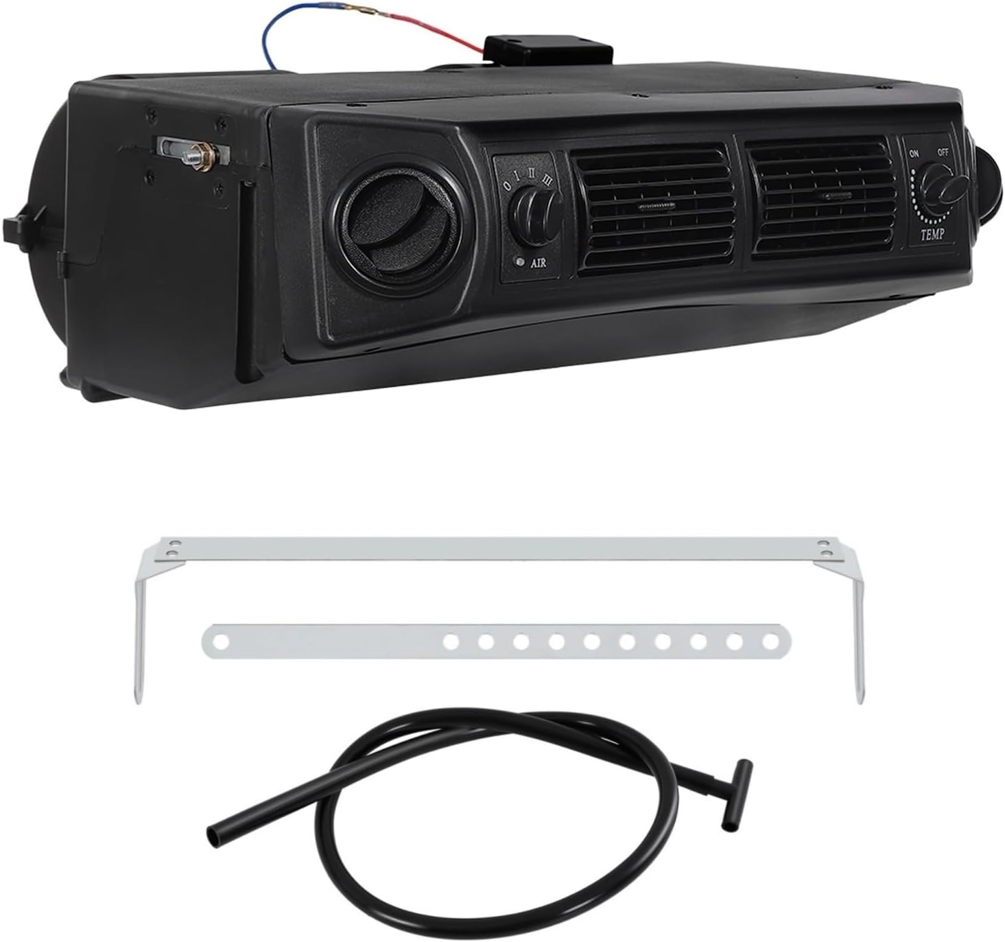 Air Conditioning Evaporator, 12V 80W Universal Car Air Conditioner Car Evaporator 32 Pass 4 Way Coil 3 Flow Speed Under-Dash A/C Cool Unit for Car RV Truck (12V, Only Cooling, 4 Vents)