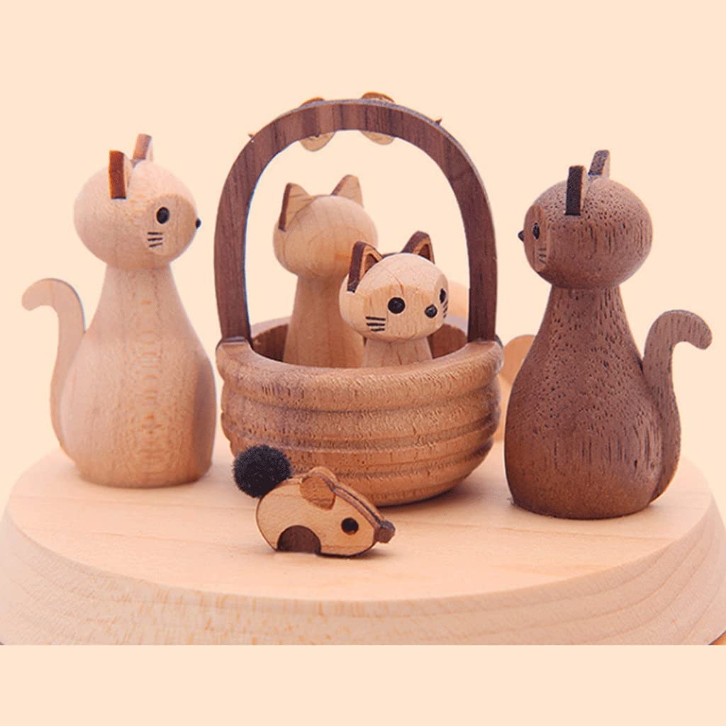 Spieluhr Spieluhren Hölzerne Musikbox Rotierende Musical Box Kreative Katze Music Boxs Geeignet für Freunde Paare Geburtstag Weihnachten Valentinstag Einzugsgeschenk