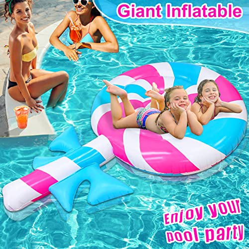 Amenon Large Inflatable Lollipop Pool Floats For Adults, 79 X 46 X 9 Inch Inflatable Pool Floaties Pool Island Summer Beach Swimming Pool Party Toy Water Toys Floating Raft Lounge Float Pool Game #TOP3