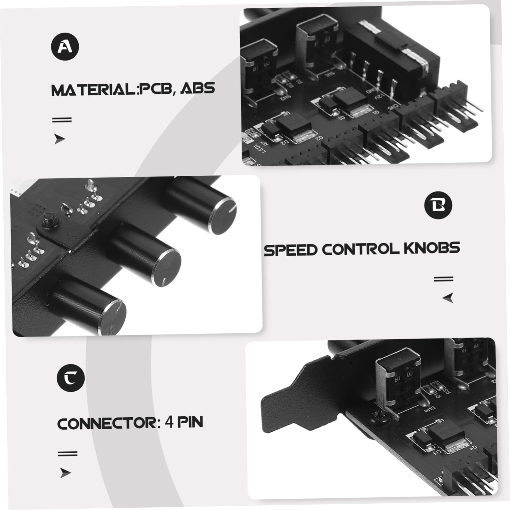 Mikikit 3stücke Fan Hub Pin Kühlventilator Adapter Einstellbarer Computer Controller Mit Kanälen Und Drehknöpfen Für Präzise Luftstromregelung Für Pc-gehäuse