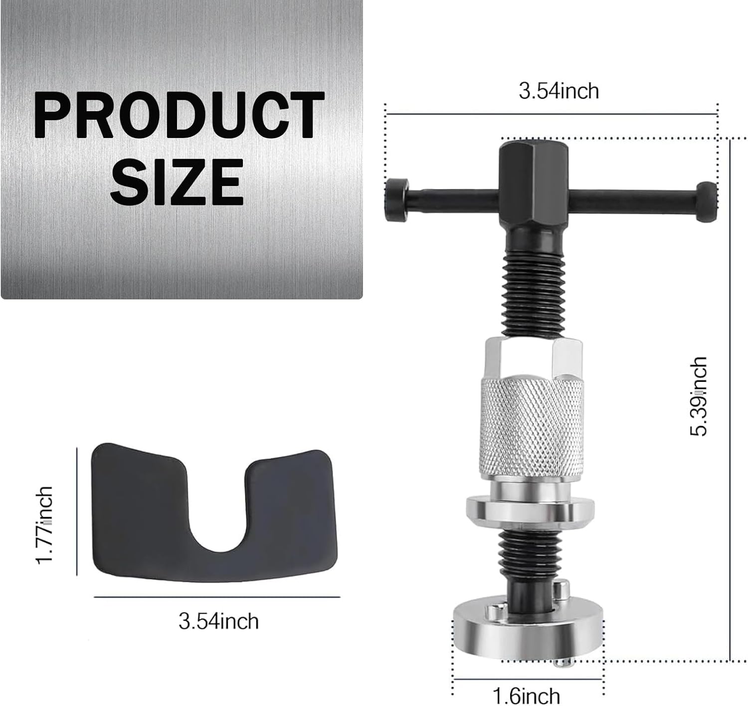 Car Disc Brake Caliper Tool, Precision Thread Brake Piston Wind Back Tool, Thickened Gasket Brake Piston Tool, Universal Repaired Tool for Disk Brake Pad Replacement, for Most Cars (Silver)