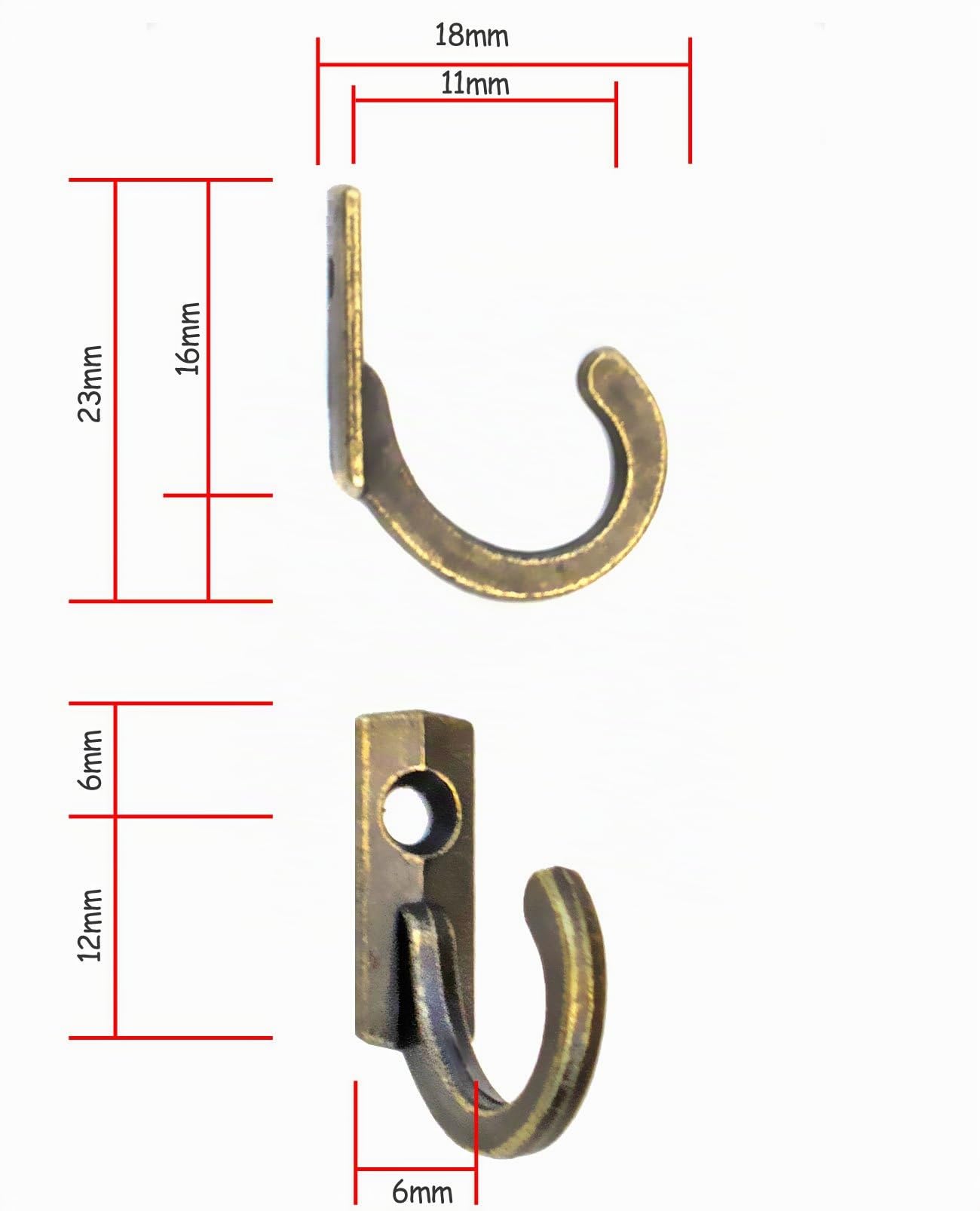 FUXXER® – 10 ganci in metallo per quadri, gancio da parete in ottone anticato bronzo, Vintage Retro, 23 mm, set da 10, viti incluse