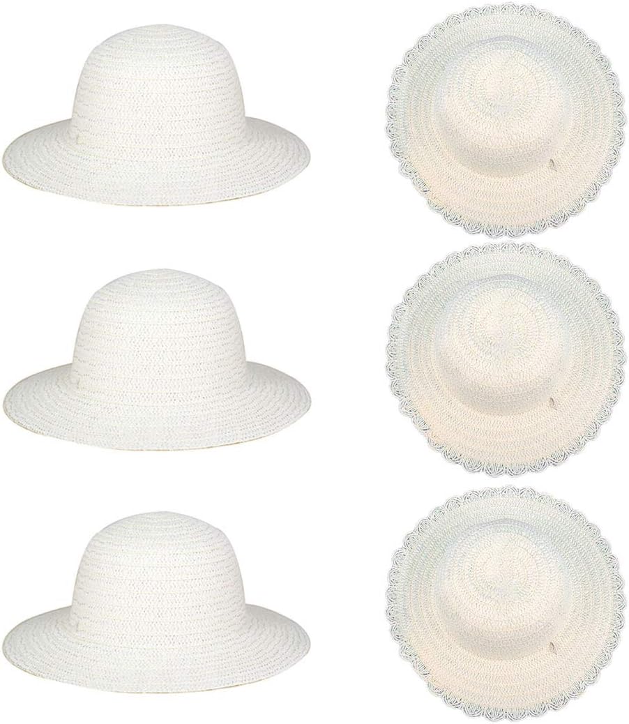 FunPaKids Straw Hat Decorative DIY Painting Creative Beach Sun Hat Straw Bucket Hat