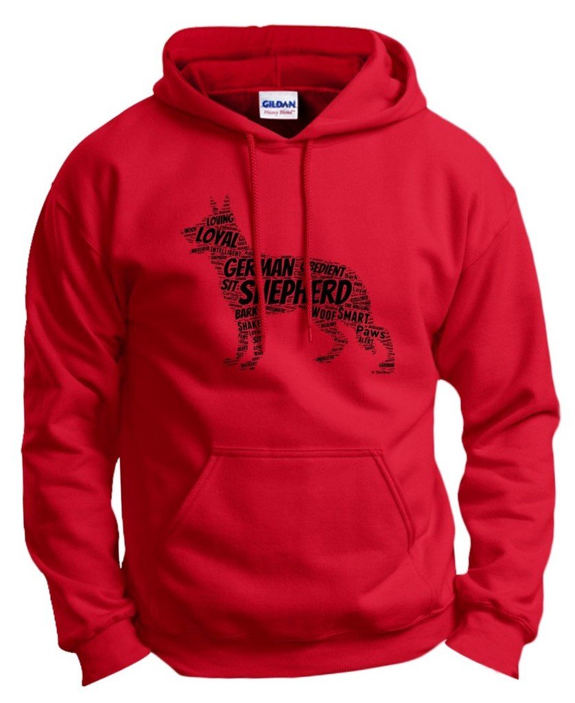 ThisWear Dog Owner Gift German Shepherd Word Art Dog Puppy Owner Gift Hoodie Sweatshirt Large Red