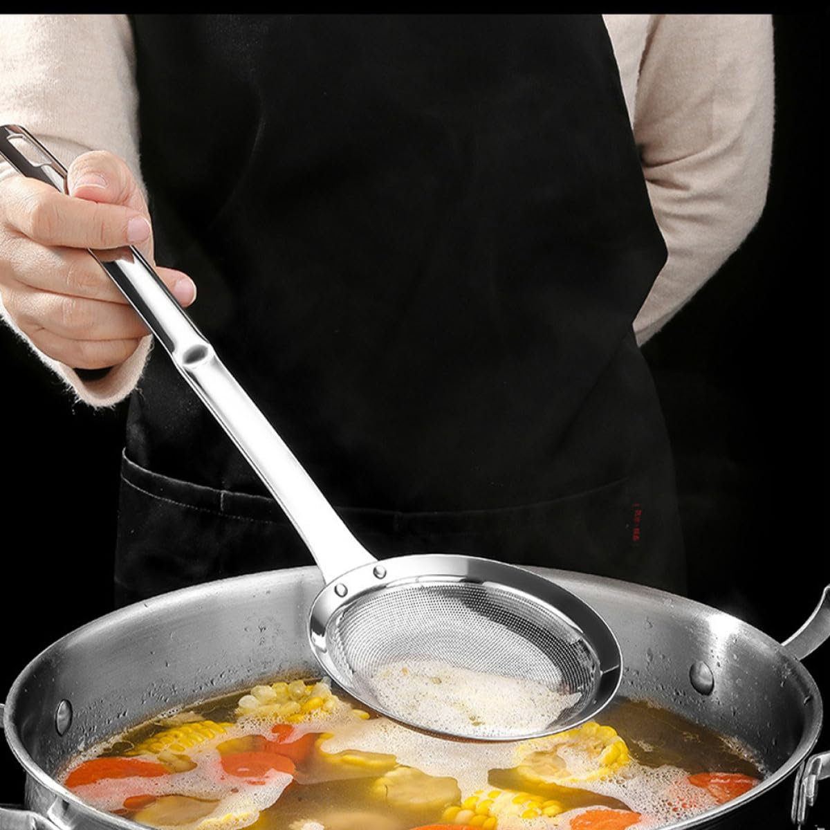 Homoyoyo 3pezzi Colino da Cucina in Acciaio Inox Maglia Fine Setaccio Manico lungo Filtro per Alimenti