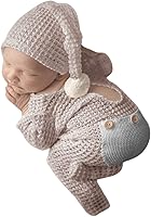Vista 12 de Moda recién nacido niños niñas bebé sesión de fotos accesorios trajes ganchillo ropa sombrero de cola larga pantalones accesorios de fotografía