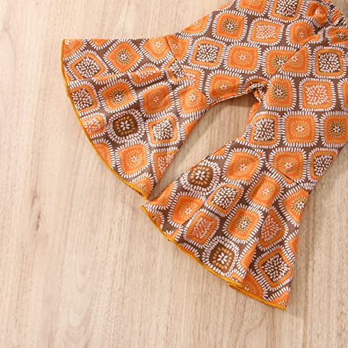 Mandizy Boho Baby Girl Clothes Summer Sleeveless Backless Halter Tops Bell Bottoms Pants Outfit Toddler 2Pcs Flares Set (Khaki Knit Tops & Boho Flares, 2-3 Years) #TOP5