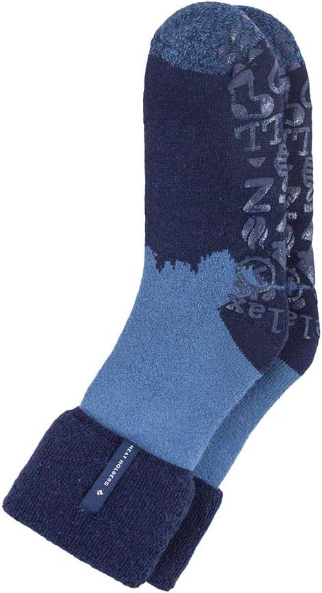 HEAT HOLDERS - Mens Soft Thermal Non Skid Slipper Bed Socks with Gripper Bottoms (Navy Blue (Robin), 7-12 US)