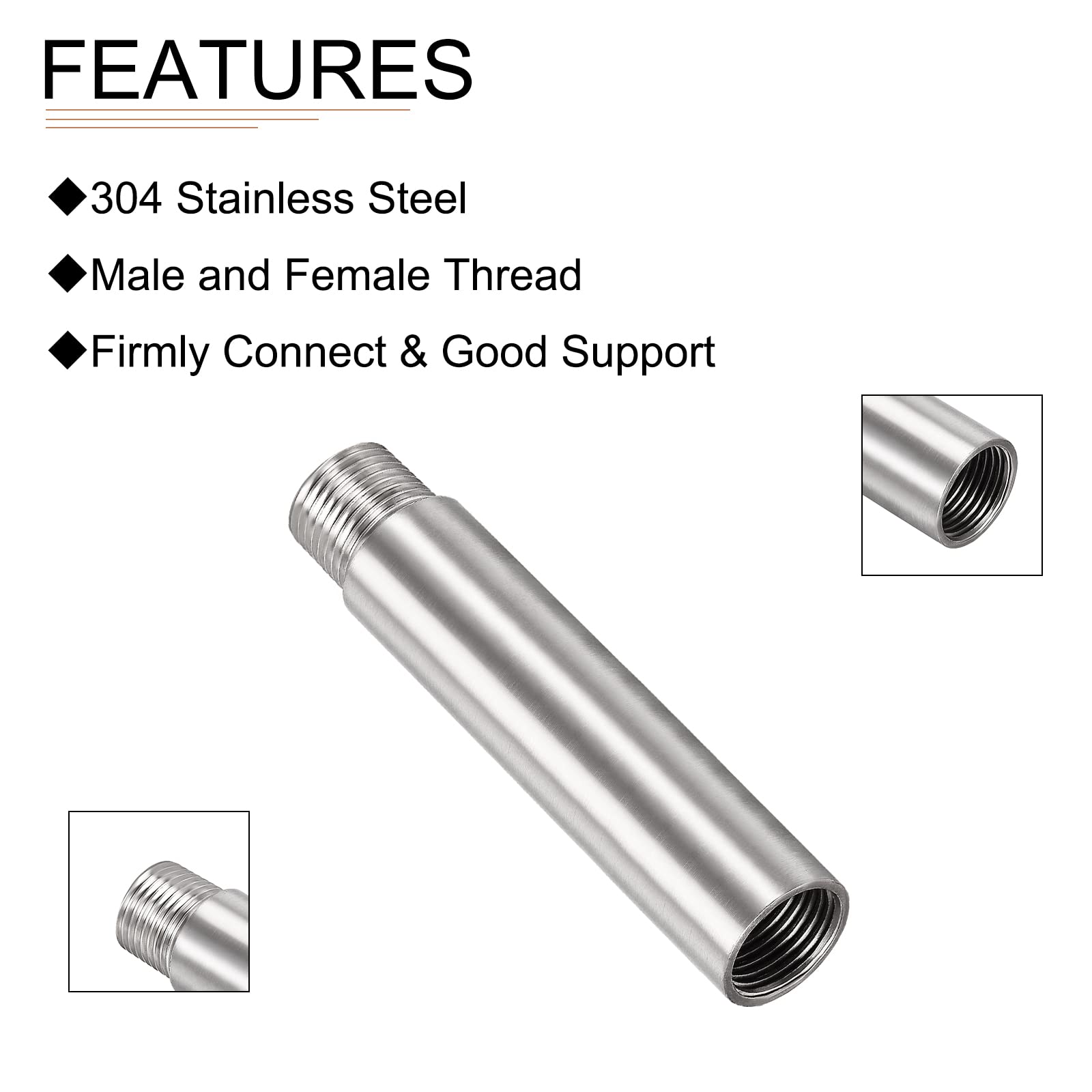 DTGN 4.72"x0.94"(LxD) Shower Head Extension Tube Pipe Fittings, 1Pack, Good for Bathroom - Image 3
