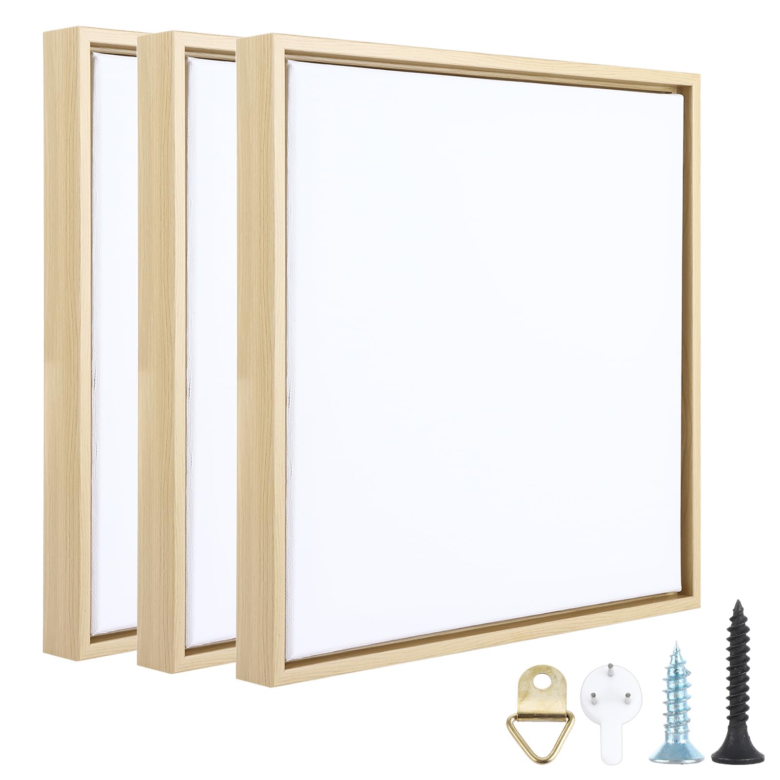 LDHHYH 3 Pack 30x30 cm Canvas Fame with Stretched Canvases, Deep Edge Frames for Canvas Painting, Square Canvases Frames for Acrylic and Oil Painting, Wall Mounting Hardware Included
