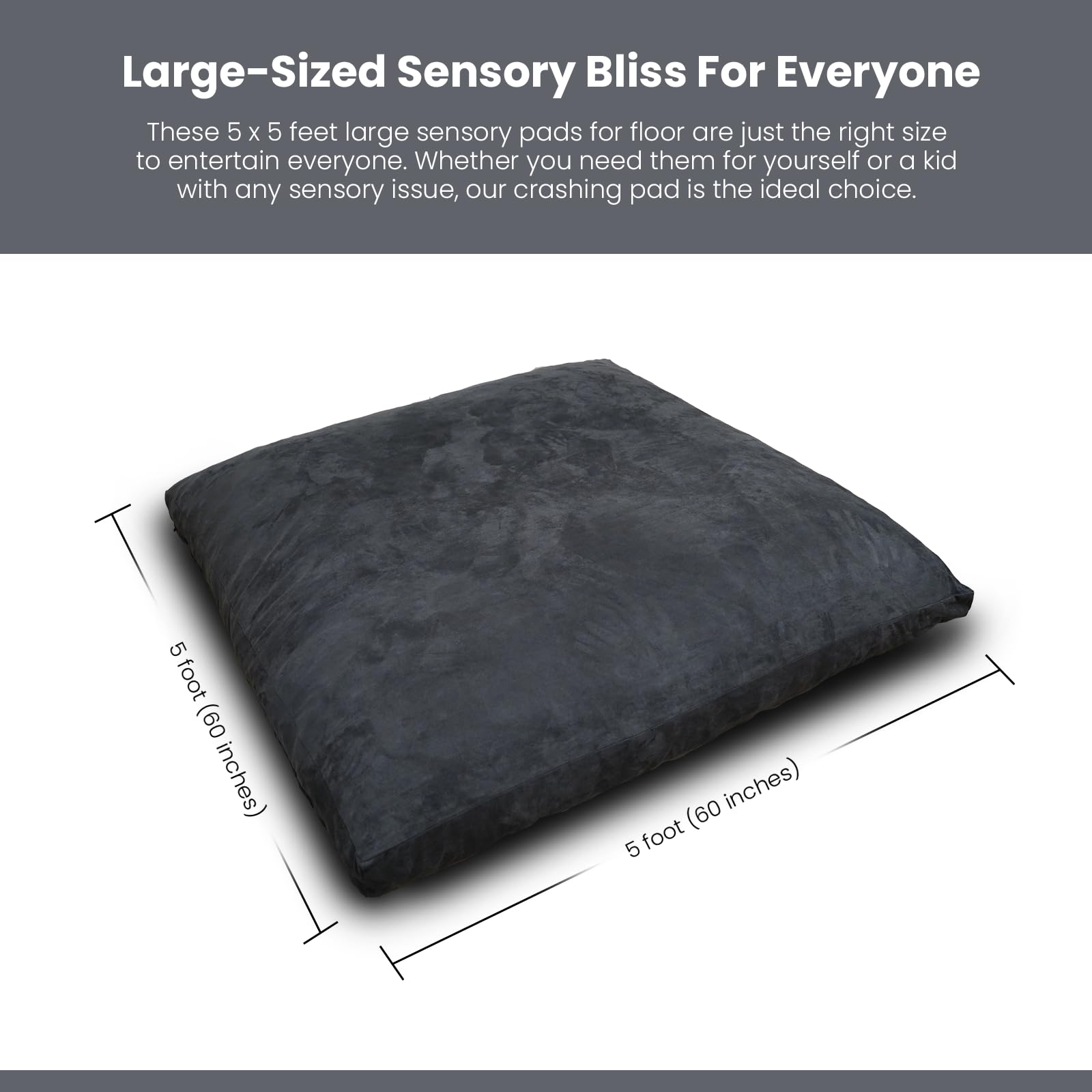 SENSORY4U Crash Pad for Kids Sensory Pad with Foam Blocks - XL (6 Foot X 4 Foot) Grey- Plus Converts to Gray Bean Bag Chair - for Sensory Gym Room with Washable Cover