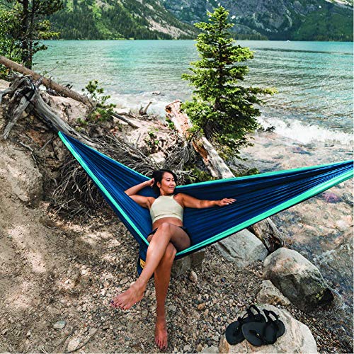 Image of Wise Owl Outfitters Hammock Camping Double & Single with Tree Straps - USA Based Hammocks Brand Gear, Indoor Outdoor Backpacking Survival & Travel - Blue + Bug Net & Rain Tarp