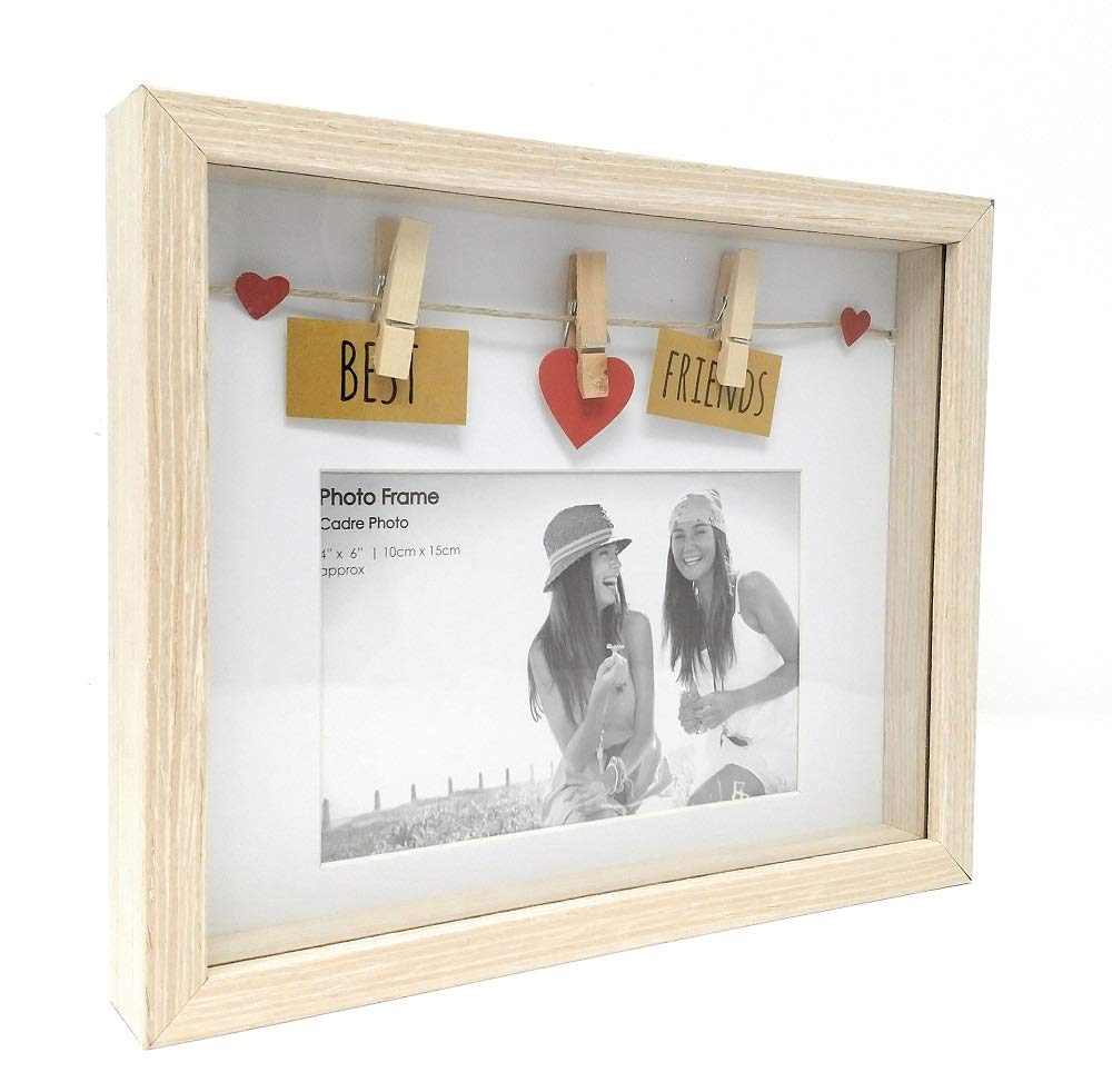 Wooden Box Frame With Pegs For 6 X 4 Photo - Best Friends