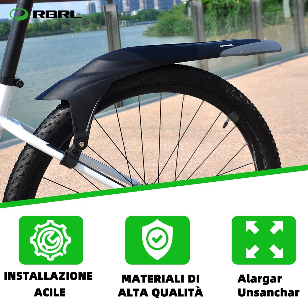 RBRL Parafango Bici, Parafango MTB Regolabile, Parafanghi MTB Universale da 24-29 Pollici Ispessito e Allargato, Parafanghi Bici Elettrica/Mountain Bike per Proteggere da Spruzzi d'Acqua e Polvere