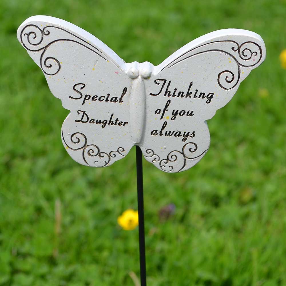 Angraves Thinking Of Special Daughter Butterfly Memorial Tribute Stick Graveside Plaque