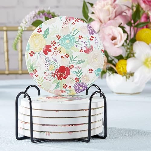 Miniatura 2 de Kate Aspen Garden Blooms - Posavasos de cerámica con soporte (juego de 6), decoración bohemia para el hogar y juego de regalo, recuerdo de fiesta,