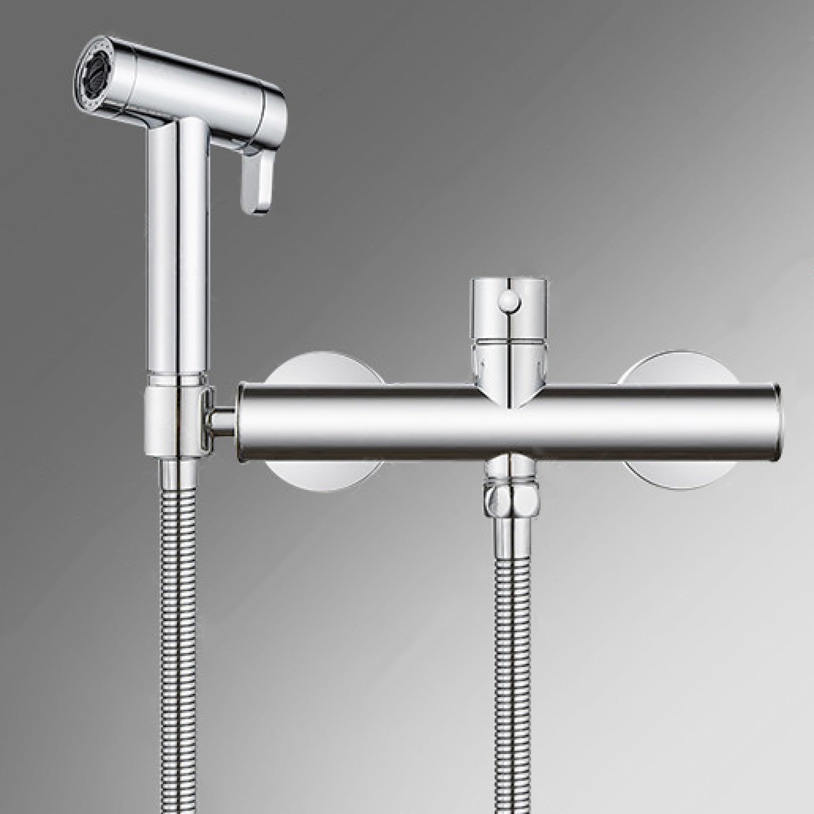 Doccino per Bidet Acqua Calda E Fredda Doccetta Portatile A Parete In Ottone Adatto per Il Bagno Degli Animali Domestici/Igiene personale,Argento Brillante