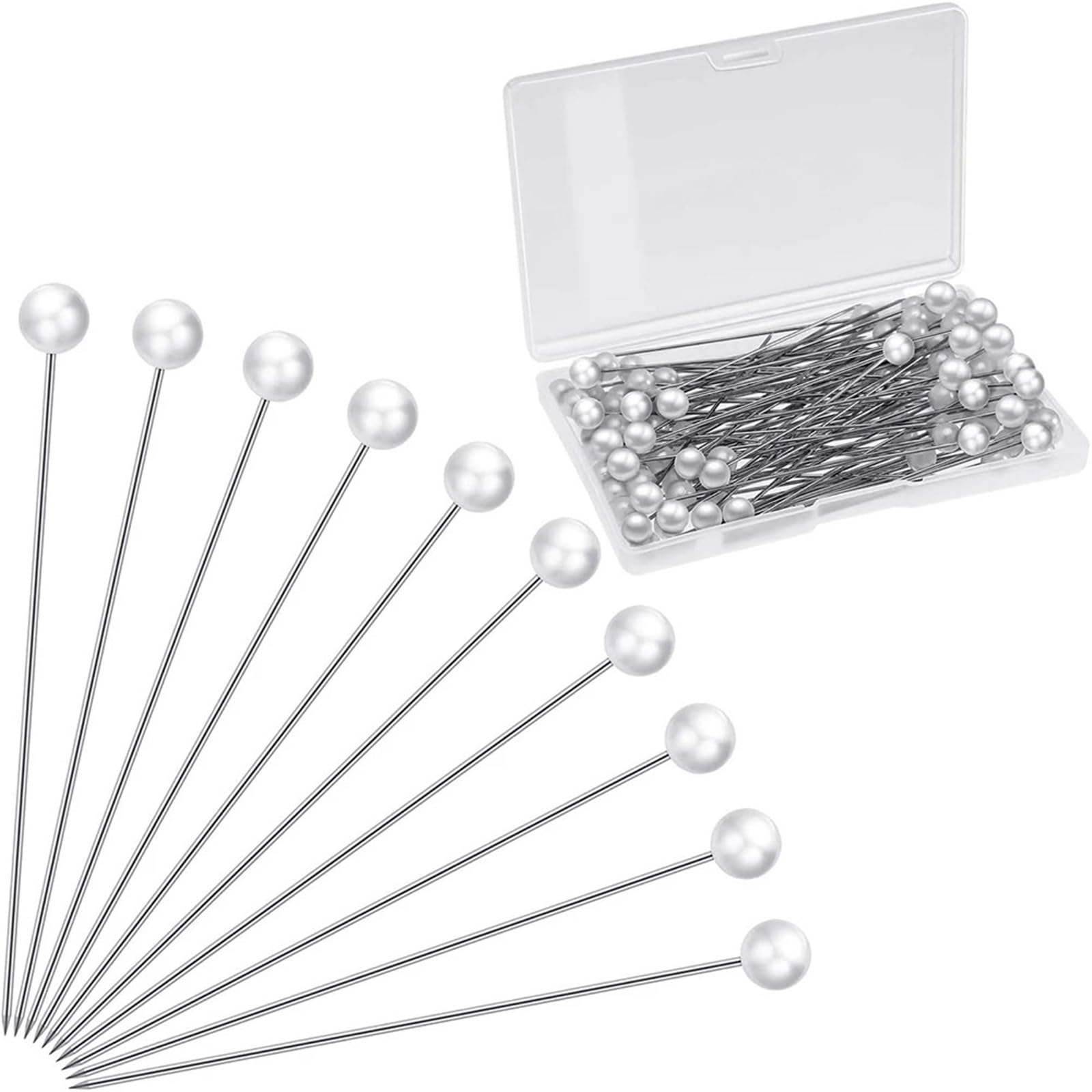 Alfileres redondos para coser joyas, color blanco, recto, para manualidades, decoración de boda, tapicería de tela