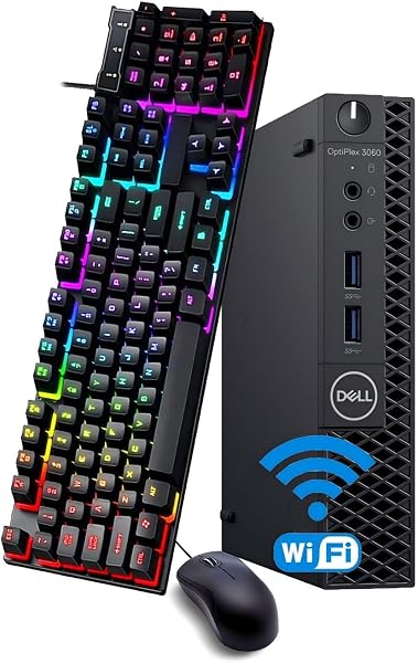 Dell OptiPlex 3060 Mini PC de escritorio, Intel Core i3-8100T, 8 GB RAM, SSD 256 GB, Bluetooth, teclado QWERTY, ratón, USB WiFi, Windows 11 Pro (reacondicionado) - 1